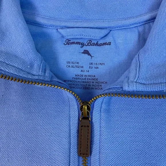 Tommy Bahama Boys Size XL 14 Blue Cotton 1/4 Zip Pullover Sweatshirt NWOT - Picture 4 of 7